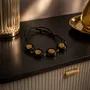 Bracelets - Bog Oak & Resin Bracelet – Round – four settings, gold-tone flecks - GLASS4CANDLES