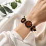 Bracelets - Bog Oak & Amber Bracelet – Round, 200x200x8 mm – three amber settings - GLASS4CANDLES