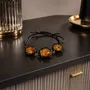 Bracelets - Bog Oak & Amber Bracelet – Round, 200x200x8 mm – three amber settings - GLASS4CANDLES