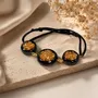 Bracelets - Bog Oak & Resin Bracelet – Round – three settings, gold-tone flecks - GLASS4CANDLES