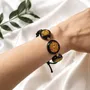 Bracelets - Bog Oak & Resin Bracelet – Round – three settings, gold-tone flecks - GLASS4CANDLES