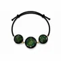 Bracelets - Bog Oak & Baltic Amber Bracelet – Round, 200x200x8 mm – green settings - GLASS4CANDLES
