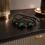 Bracelets - Bog Oak & Baltic Amber Bracelet – Round, 200x200x8 mm – green settings - GLASS4CANDLES