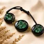 Bracelets - Bog Oak & Baltic Amber Bracelet – Round, 200x200x8 mm – green settings - GLASS4CANDLES