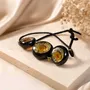 Bracelets - Bog Oak & Baltic Amber Bracelet – Round – light settings with amber - GLASS4CANDLES