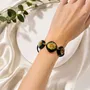 Bracelets - Bog Oak & Baltic Amber Bracelet – Round – light settings with amber - GLASS4CANDLES