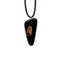 Bijoux - Pendentif en chêne noir ancien et ambre baltique – 55x25x6 mm - GLASS4CANDLES
