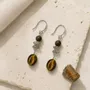 Bijoux - Boucles d'Oreilles Obsidienne Acajou, Labradorite et Œil de Tigre - ARABESK