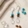 Bijoux - Boucles d'Oreilles Turquénite, Œil de Tigre et Cristal de Roche - ARABESK