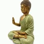 Decorative objects - Buddha Statue Abhaya Green and Golden in Resin 31 cm - ARABESK