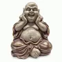 Decorative objects - Buddha Statue Laughing Patinated Mauve and Gold in Resin 26 cm - ARABESK