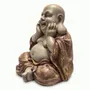 Decorative objects - Buddha Statue Laughing Patinated Mauve and Gold in Resin 26 cm - ARABESK