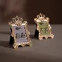 Objets de décoration - Porte-bagues à cadre couronne doré et suédine végane - WHISPERING WOODS