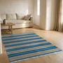 Design carpets - Nido d'Ape Blu Arancio, handwoven wool rug 180 x 250 cm - EUGENIA PINNA