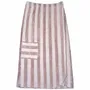 Serviettes de bain - Pareo de bain eponge bambou rayee ecru / galet - POULE HOUSE