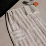 Serviettes de bain - Pareo de bain eponge bambou rayee ecru / galet - POULE HOUSE