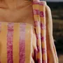 Serviettes de bain - Pareo de bain eponge bambou rayee melon / bonbon - POULE HOUSE