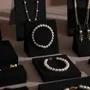 Jewelry - Black Vegan Suede Jewelry Display Set with Necklace Rail - WHISPERING WOODS