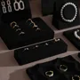 Jewelry - Black Vegan Suede Jewelry Display Set with Necklace Rail - WHISPERING WOODS