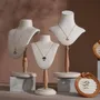 Jewelry - Cream White Vegan Suede and Marble Jewelry Display Set - WHISPERING WOODS