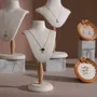 Jewelry - Cream White Vegan Suede and Marble Jewelry Display Set - WHISPERING WOODS