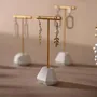 Jewelry - Gold T-Bar Earring Holder with Sculptural Gypsum Base - WHISPERING WOODS