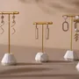Jewelry - Gold T-Bar Earring Holder with Sculptural Gypsum Base - WHISPERING WOODS