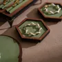 Jewelry - Walnut Veneer and Green Vegan Leather Jewelry Display Set - WHISPERING WOODS