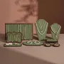Jewelry - Walnut Veneer and Green Vegan Leather Jewelry Display Set - WHISPERING WOODS