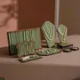 Jewelry - Walnut Veneer and Green Vegan Leather Jewelry Display Set - WHISPERING WOODS