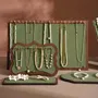 Jewelry - Walnut Veneer and Green Vegan Leather Jewelry Display Set - WHISPERING WOODS