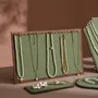 Jewelry - Walnut Veneer and Green Vegan Leather Jewelry Display Set - WHISPERING WOODS
