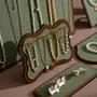 Jewelry - Walnut Veneer and Green Vegan Leather Jewelry Display Set - WHISPERING WOODS