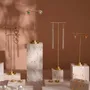 Jewelry - Yellow Travertine Jewelry Display Set with Brass T-Bar Stands - WHISPERING WOODS