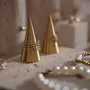 Jewelry - Yellow Travertine Jewelry Display Set with Brass Ring Cones - WHISPERING WOODS