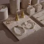 Jewelry - Yellow Travertine Jewelry Display Set with Brass Ring Cones - WHISPERING WOODS