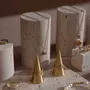 Jewelry - Yellow Travertine Jewelry Display Set with Brass Ring Cones - WHISPERING WOODS
