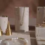 Jewelry - Yellow Travertine Jewelry Display Set with Brass Ring Cones - WHISPERING WOODS