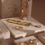 Jewelry - Yellow Travertine Jewelry Display Set with Gypsum Sculpture - WHISPERING WOODS