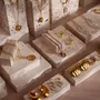 Jewelry - Yellow Travertine Jewelry Display Set with Gypsum Sculpture - WHISPERING WOODS