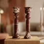 Christmas table settings - Rosso Levento red marble candle holder - SAGIT