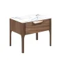 Night tables - Walnut and fiberglass bedside table with marble effect - ANGEL CERDÁ
