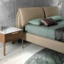 Night tables - Walnut and fiberglass bedside table with marble effect - ANGEL CERDÁ