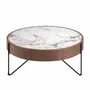 Coffee tables - Round coffee table in porcelain marble, walnut and black steel - ANGEL CERDÁ