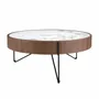 Coffee tables - Round coffee table in porcelain marble, walnut and black steel - ANGEL CERDÁ