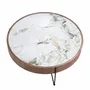 Coffee tables - Round coffee table in porcelain marble, walnut and black steel - ANGEL CERDÁ