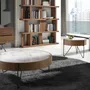 Coffee tables - Round coffee table in porcelain marble, walnut and black steel - ANGEL CERDÁ