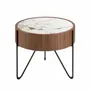 Tables basses - Table d'angle ronde en marbre porcelaine, noyer et acier noir - ANGEL CERDÁ
