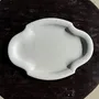 Trays - Antique white cracked earthenware dish in an oval scalloped shape L4 - OFFICE OBJETS