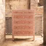 Commodes - Arabesque Bone Inlay Five-Drawer Tallboy - Coral - HOUSE OF JAIPUR